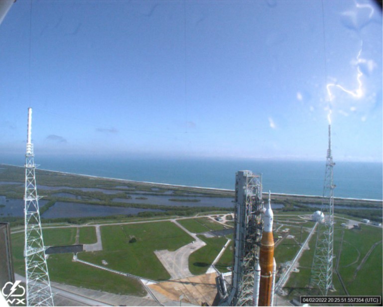 Lightning strike at NASA’s Kennedy Space Center in Florida April 2, 2022