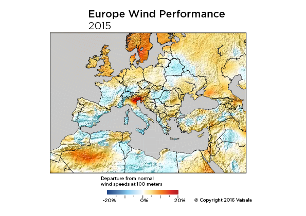 Wind resource in Europe, 2015