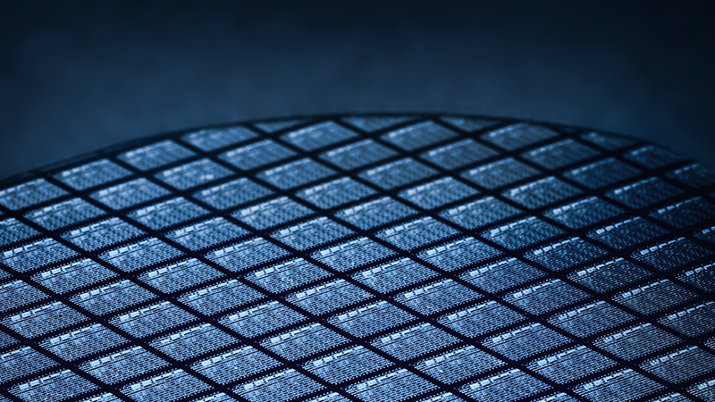 Silicon wafer containing microchips