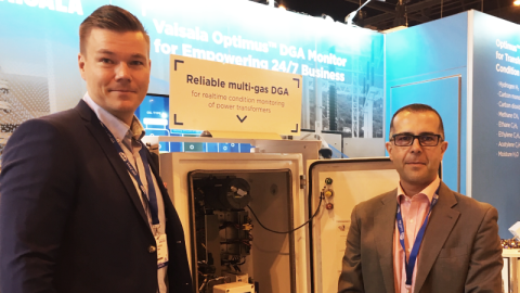 Stand CIRED 2019 Vaisala avec Teemu Auronen et le représentant d'Alava