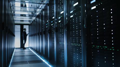 Man in a data center