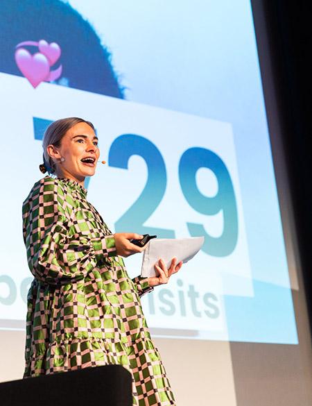 CEO & Co-founder of Gubbe Sandra Lounamaa speaking at Women in tech Finland forum