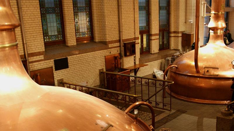 Fermentation tanks in a brewery