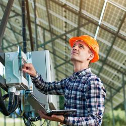 Solar farm worker